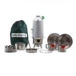 Ultimate 'Base Camp' Kit (Aluminium) - VALUE DEAL | 1.6L Anodised Alu. Camping Kettle +Cook Set +Hobo Stove + Cups + Plates +Base Support | Boil Water, Cook Outdoors | Fuel with Sticks | Weight 1.9kg