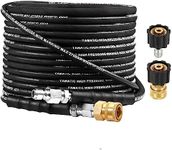YAMATIC Kink Resistant Pressure Washer Hose 1/4" 50FT, Wear Resistant 4000PSI Power Washer Hose, Steel Wire Braided Hot & Cold Water Replacement Extension Hose with 3/8" to M22-14 Quick Connect Set