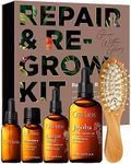 Gya Labs Repair & Re-Grow Kit With Hair Comb (Set of 4) - Natural Scents of Rosemary Oil, Carrot Seed Oil & Jojoba Oil for Hair Care - Essential Oil Set for Hair, Scalp & Body