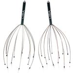 Scalp Massager Tool in Black (2-Pack) Head Hair Scratcher Massage by LiBa. No Painful Scratches, Tangling, or Pulling Wires with Gentle Beads (Gold, 12 Wire)-Black-12 Wire