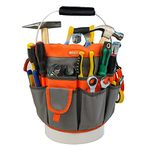 MELOTOUGH 5 Gallon Bucket Tool Organizer With 35 Pockets Fits to 3.5-5 Gallon Bucket (Orange)