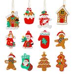 VEYLIN Christmas Gingerbread Ornaments,12 Pack Assorted Santa Claus Snowman Ginger Man Clay Figurine with Strings for Xmas Tree Decorations