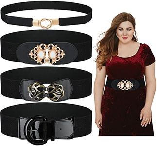 Xtinmee 4 Pieces Plus Size Waist Belts for Women Wide Stretchy Elastic Vintage Belt for Dresses Decor Accessories, Black, XX-Large (YNX-Xtinmee-138)