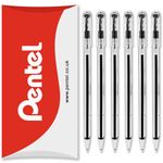 Pentel BK77 Superb Ballpoint Pens - 0.7mm Nib Tip 0.25mm Fine Line Width - In Pillow Packaging (Black Pack of 6)