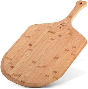 Zulay Kitchen Wooden Pizza Peel - Large 15" Pizza Paddle With Extra Long Handles - Authentic Natural Bamboo Easy Glide Edges & Handle For Baking - Large Wood Pizza Peel For Transferring & Serving