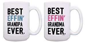 Grandparents Gifts Best Effin' Grandma Ever & Best Effin' Grandpa Ever Coffee Mug Set Grandma Grandpa Gifts 2 Pack Gift 15-oz Coffee Mugs Tea Cups 15 oz Grandma & Grandpa