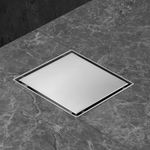 iYueMps Square Shower Drain 150mm x 150mm/5.9x5.9 inch Stainless Steel Square Floor Drain Premium Natural color 2in1 Double-sided Tile Insert with Odor Stop and Hair Strainer