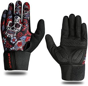 Full Fingers Workout Gloves for Men,Padded Weight Lifting Gloves with Wrist Wrap Support for Gym Crossfit Weightlifting Exercise, Bodybuilding & Strength Training.Skull-Large