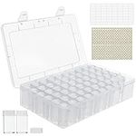 Kurtzy 60 Pack Clear Plastic Bead Storage Organiser Box with Removable Containers - 10ml Compartments with Lids - Diamond Dot Painting Beads, Jewellery, DIY Nail Art, Earrings, Glitter & Embroidery