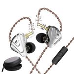 KZ ZSX Earphone, 5BA 1DD Over Ear Earbuds Newest Monitor in-Ear Earbuds Earphones Noise Cancelling Balanced Armature Dynamic Driver Hybrid Headphones with Leatherette Case (with Mic, Black)