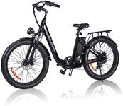 GELEISEN Electric Bike for Adults, 1200W Peak 30MPH Electric City Cruiser Bicycle, 26" x 3.0 Fat Tire Step-Thru Ebike with 48V 16AH Removable Battery, 7-Speed Folding Electric Commuter Bike (Black)