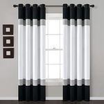 Lush Decor Alexander Color Block Light Filtering Window Curtain Panel Pair, 84" L x 52" W, Black & Gray