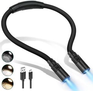 LUXJET Book Light for Reading and Crocheting Rechargeable Neck Light for Knitting and Repairing, Eye-Friendly Neck Reading Light with 3 Colours and Dimmable Brightness