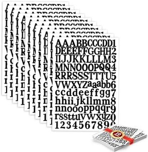 1210 Pieces10 Sheets Letter Stickers Self-Adhesive Vinyl Letter Alphabet Number Stickers Decals for Signs Mailbox Numbers Magazine Labels DIY Crafts Art Making(Black)