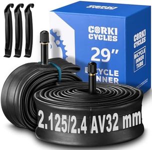 Corki Cycles 29 Inch Mountain Bike Tube 29 x 2.125 2.2 2.25 2.3 2.35 2.4 Schrader Valve 32mm, Butyl Rubber 29 Inch Bike Tire Tube 2-Pack