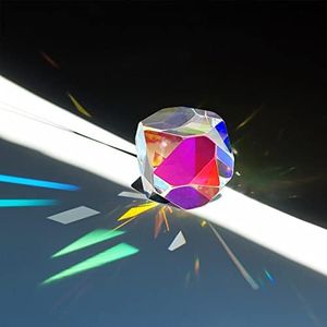 LOMSIOY Color Cube Prism 20mm Color Prism Crystal Faceted Optical Prism, Beam Splitter Light Refracting Prism Cube Glass Prisms for Physics, Photography, Desktop Decoration, Come with Gift Box