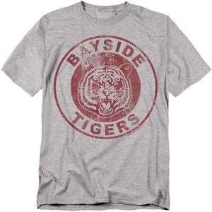 Popfunk Saved By The Bell Bayside Tigers NBC T-Shirt, Distressed Logo (Athletic Heather Grey, 2XL)