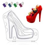 Sakolla High Heel Chocolate Mould，3D Shoe Candy Moulds Large Thick Soled Stiletto Mould with 4 Clips Cake Decoration for Wedding Birthday Party Baking Pastry Tool