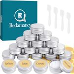 Redamancy 20 pcs Aluminium Empty Containers,20ml Empty Makeup Face Cream Jars Bottles,Round Travel Cream Jars with 2 Pcs Round Stickers and 4 Mini Spatula for Lip Balm,Lotion,Mini Candles,Cosmetics