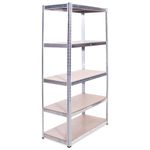 G-Rack Garage Shelving Unit: 180cm x 90cm x 45cm | Single bay, Galvanised 5 Tier Unit | 175kg Load Weight Per Tier (875kg Per Unit) | Home, Office, Garage or Business Use | 5 Year Warranty