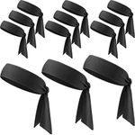 WILLBOND 12 Pieces Tennis Tie Headband Hair Band Unisex Dry Head Tie Sport Tie Back Headband for Basketball, Running, Tennis, Karate, Athletics (Black)