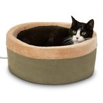 K&H PET PRODUCTS Thermo-Kitty Heated Cat Bed Small 16 Inches Sage/Tan