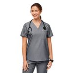 FIGS Catarina Scrub Tops for Women — Classic Fit, 1 Pocket, Four-Way Stretch, Anti-Wrinkle Women’s Medical Scrub Top, Graphite, M