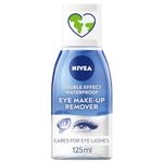 NIVEA Double Effect Waterproof Eye Make-Up Remover (125 ml), Daily Use Face Cleanser for Make-Up and Mascara with Cornflower Extract and Biotin