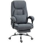 Vinsetto High Back Massage Office Chair with Kneading, Reclining Swivel Fabric Computer Chair with Footrest, Armrest, Grey