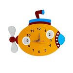 SOLOBOLO Silent Kids Wall Clock for Bedroom | Non-Ticking, Educational and Fun Design | Decorative Learning Clock with Warranty | Perfect for Kids’ Room |Model No-(Submarine)