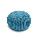 Home Sweet Home UK Handmade Ottoman Large Knitted Pouffe Footstool - 100% Cotton Chunky Knitted Round Pouffes For Living Room - Suitable For Resting Feet, Occasional Seating & Decor