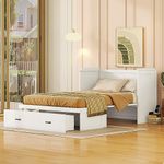 HomSof Full Size Murphy Cabinet Bed with USB Port and a Large Drawer, White