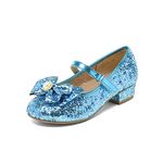 DREAM PAIRS Girls Dress Shoes Princess Shoes for Toddler Little Girl Mary Jane Low Heels Glitter Flower Party Wedding Footwear, Blue, 11 Little Kid