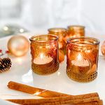 Kate Aspen Vintage Amber Glass Tea Light Holder (Set of 4), Home Décor, Table Decoration, Gift