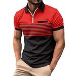 Today's Deals of The Day Red White Blue Shirt Mens Long Sleeve Thermal T Shirt Mens Collarless Short Sleeve Shirt Colour Block T Shirt Mens Shirts Men Adult Formal Clearance Bargains