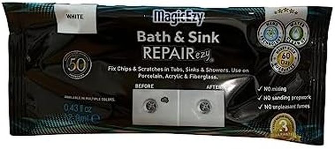 MagicEzy Bath & Sink RepairEzy (White) - Tub Repair Kit - Porcelain, Acrylic Tub, Enamel Sink, and Fibreglass Bathtub Repair Kit - Shower Base Refinishing - Chipped Tub Repair Kit