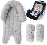 Winter Carseat Head Support for Infant, Infant Car Seat Insert with 2 Car Seat Strap Pads, Plush Fleece Baby Car Seat Cushion for Boys Girls, Multi-use Stroller Padding for Swing, Bouncer, Rocker