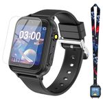 2G Smart Watch for Kids Gift for Girls Ages 4-12 - Includes Screen Protector, 30+ Games, 140 Learning Cards, HD Touch Screen, Camera, Music, Pedometer - Fun & Educational Birthday Gift Idea (Black)