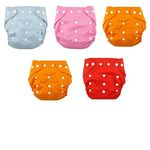 Mummamia Unisex New Adjustable All-In-One Solid Colour Cloth Diaper (Multi Colours) (Pack Of 5)