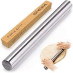 Simple Craft Premium 16” Rolling Pin - Smooth Tapered Professional French Rolling Pin - Stainless Steel Rolling Pin For Making Cookies, Pastries, Pizza, Pies, and Pastas