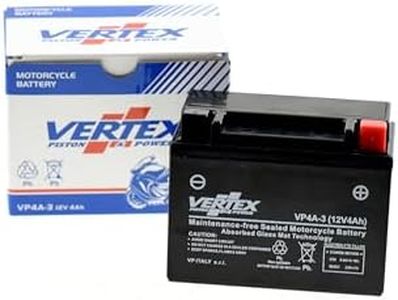 Vertex VP4A-3 Sealed AGM Motorcycle/Powersport Battery, 12V, 4Ah, CCA (-18) 60, Replaces: CB4L-B, YB4L-B Perfect battery for Motorcycle, ATV's, Personal Watercraft and Snowmobiles
