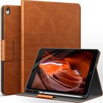 auaua Case for iPad Air 3rd Generation 2019 / iPad Pro 10.5 2017, with Built-in Apple Pencil Holder, Auto Sleep/Wake, Adjustable Angle, Vegan Leather (Brown)