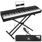 MUSTAR Digital Piano 88 Weighted Keys Hammer Action, Full Size 88 Key Piano Keyboard Weighted, Electric Keyboard Piano with Bluetooth Connection, Portable Case, Sustain Pedal, Black