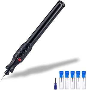 Electric Micro Engraver Pen Carve Engraving Tool Kit Cordless Precision Engraver with Extal 5pcs Replaceable Diamond Tip Bit for DIY Jewellery Making, Metal, Glass, Wood, Leather