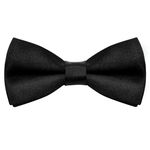 Bskifnn Kids Bow Tie Classic Solid Color Satin Bow Tie Adjustable Neck Bowtie for Kids Wedding Party (Black)