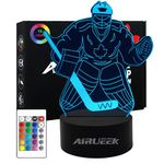 AIRUEEK Ice Hockey Gifts Boys Night Light, Hockey Gifts for Boys, 3D Optical Illusion Lamp, 16 Colours, Christmas Birthday Gifts for Sports Ice Hockey Fans