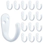 IBosins 15PCS Coat Hooks Wall Mounted Single Prong Robe Hook for Hanging Towel Hooks with 30 Screws for Bags, Hat, Cap, Scarf, Cup (White)