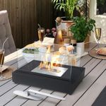 Skypatio New Tabletop Fireplace Heater, Indoor Outdoor Ventless Table Styled Bio Ethanol Firepits Portable Fire Bowl Pot, Black, Real Flame Like Gel Fireplaces or Wood Log Fire Pit,14 Inch.