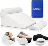 Lunix 4pcs Orthopedic Bed Wedge Pillow Set, Post Surgery Memory Foam for Back, Leg & Knee Pain Relief, Sitting Pillow, Adjustable Pillows for Acid Reflux and GERD for Sleeping, with Hot Cold Pack