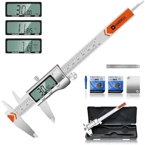 Digital Caliper, HARDELL 6 Inch Measuring Tool with Stainless Steel, Protection Design, Easy Switch from Inch Metric Fraction, Large LCD Screen 150mm for Household/DIY